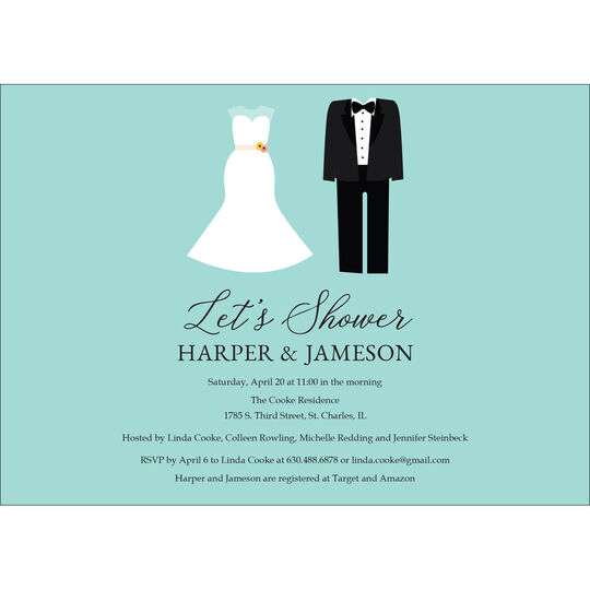 Blue Future Mr. and Mrs. Couples Shower Invitations